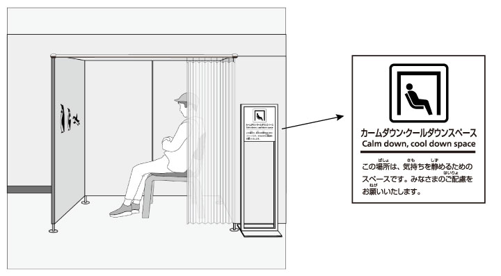 カームダウン室のピクトグラム表示例です