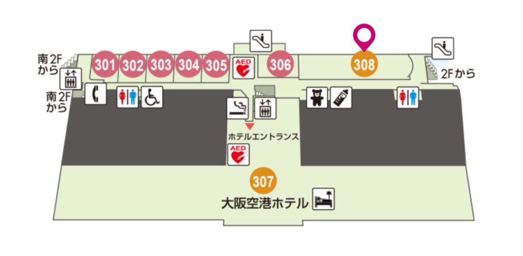 ラウンジオーサカまでのマップです